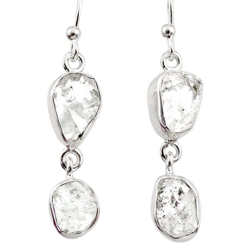 10.33cts natural white herkimer diamond 925 silver dangle earrings r65810