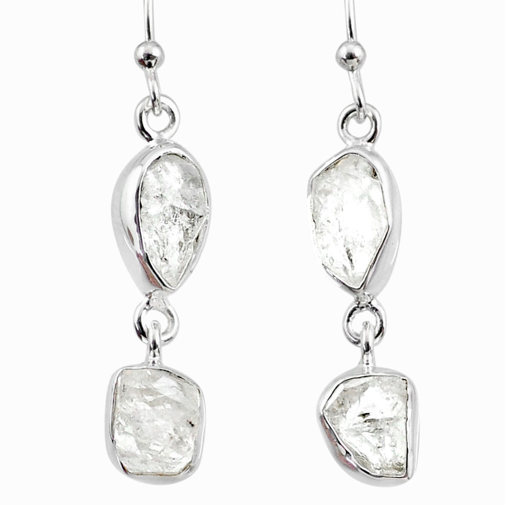 10.97cts natural white herkimer diamond 925 silver dangle earrings r65811