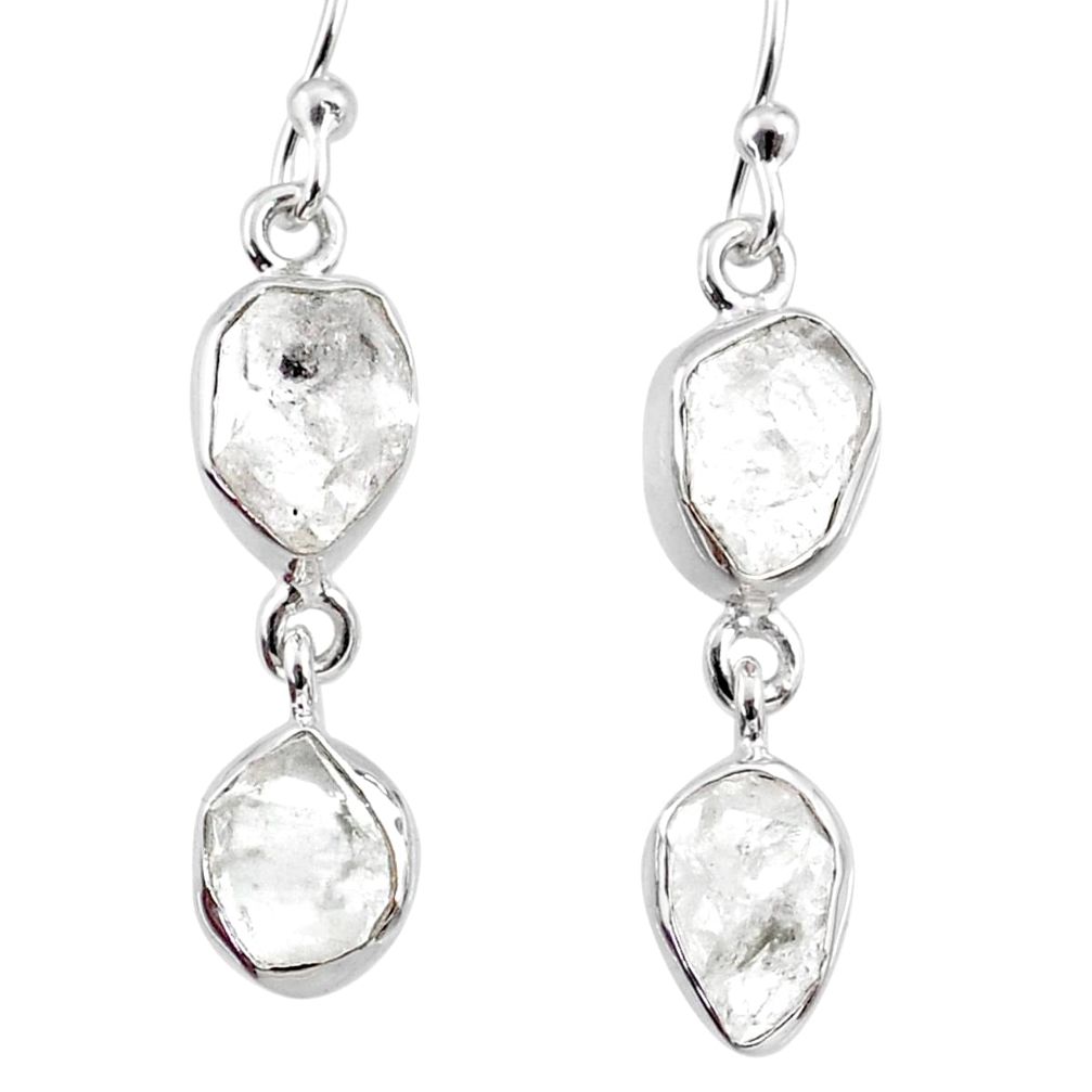 10.60cts natural white herkimer diamond 925 silver dangle earrings r65814