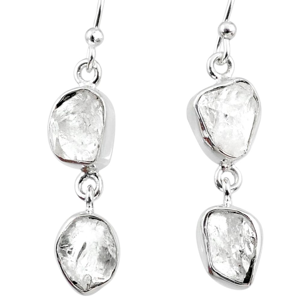 10.86cts natural white herkimer diamond 925 silver dangle earrings r65817