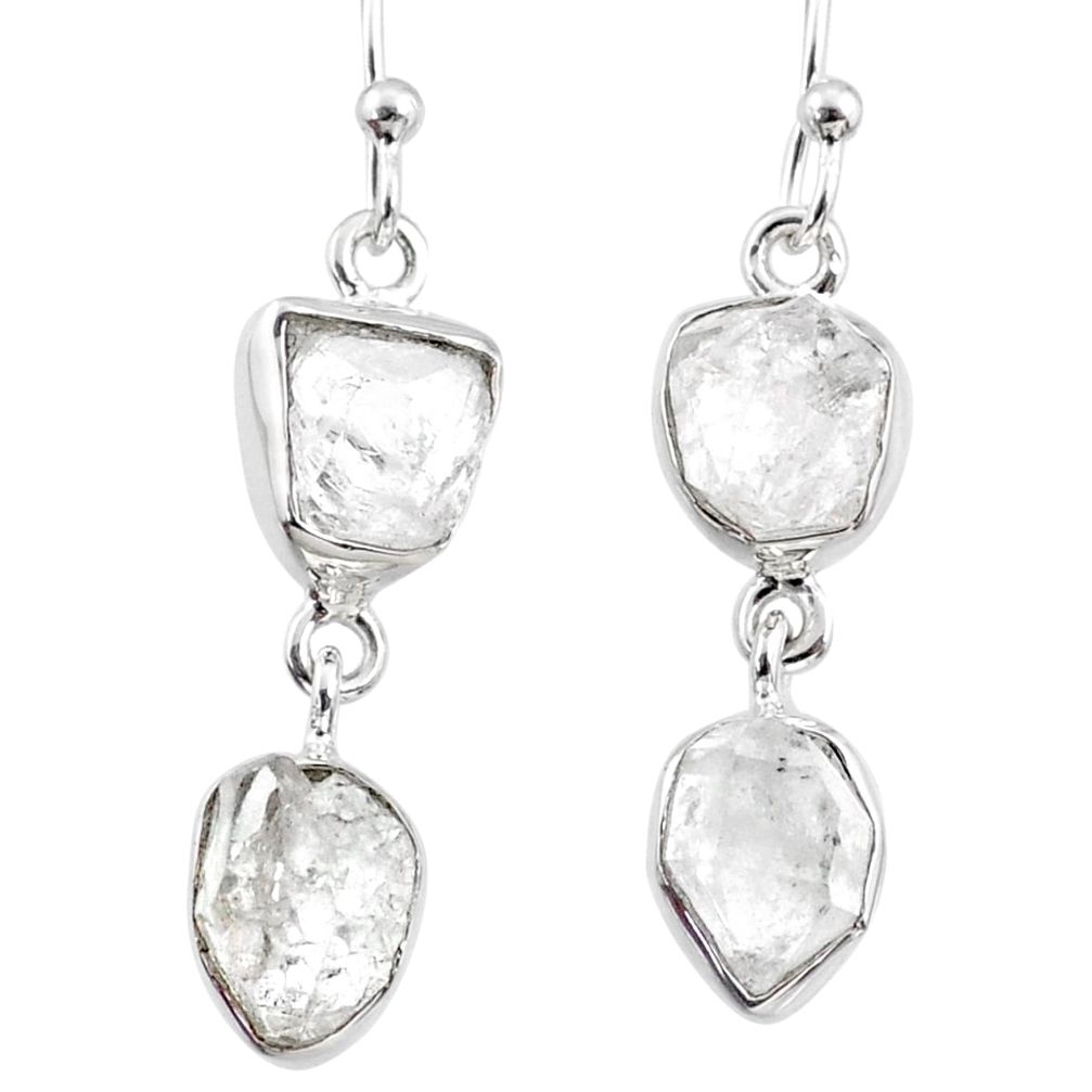 11.66cts natural white herkimer diamond 925 silver dangle earrings r65820