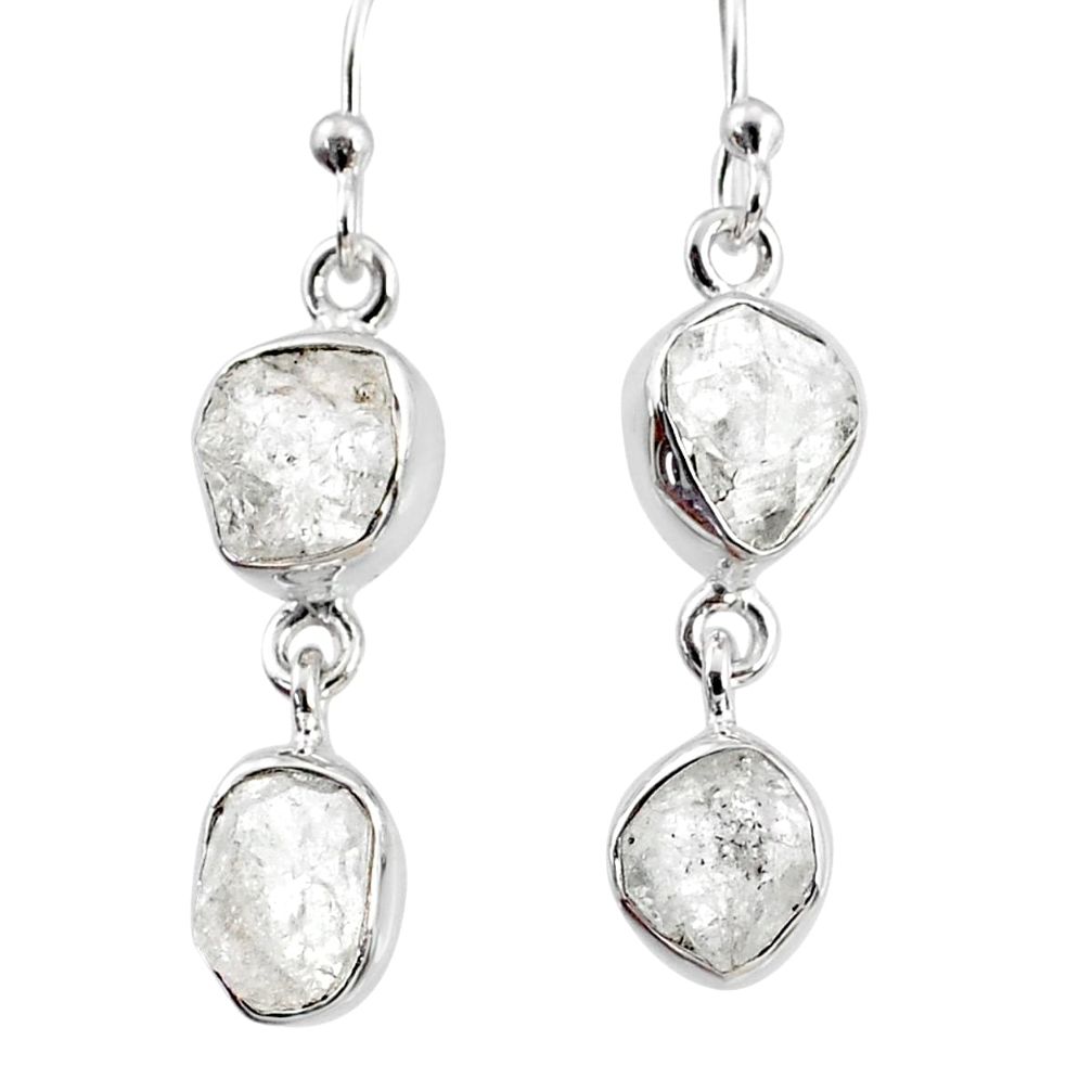 10.30cts natural white herkimer diamond 925 silver dangle earrings r69562