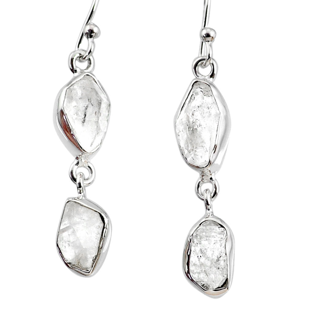 11.64cts natural white herkimer diamond 925 silver dangle earrings r69563