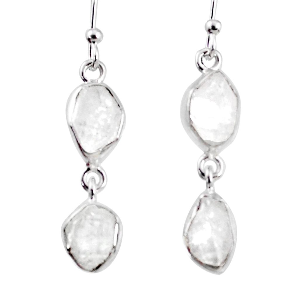 11.20cts natural white herkimer diamond 925 silver dangle earrings r69565