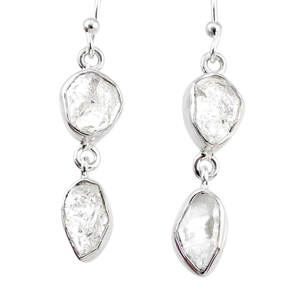 11.55cts natural white herkimer diamond 925 silver dangle earrings r69572