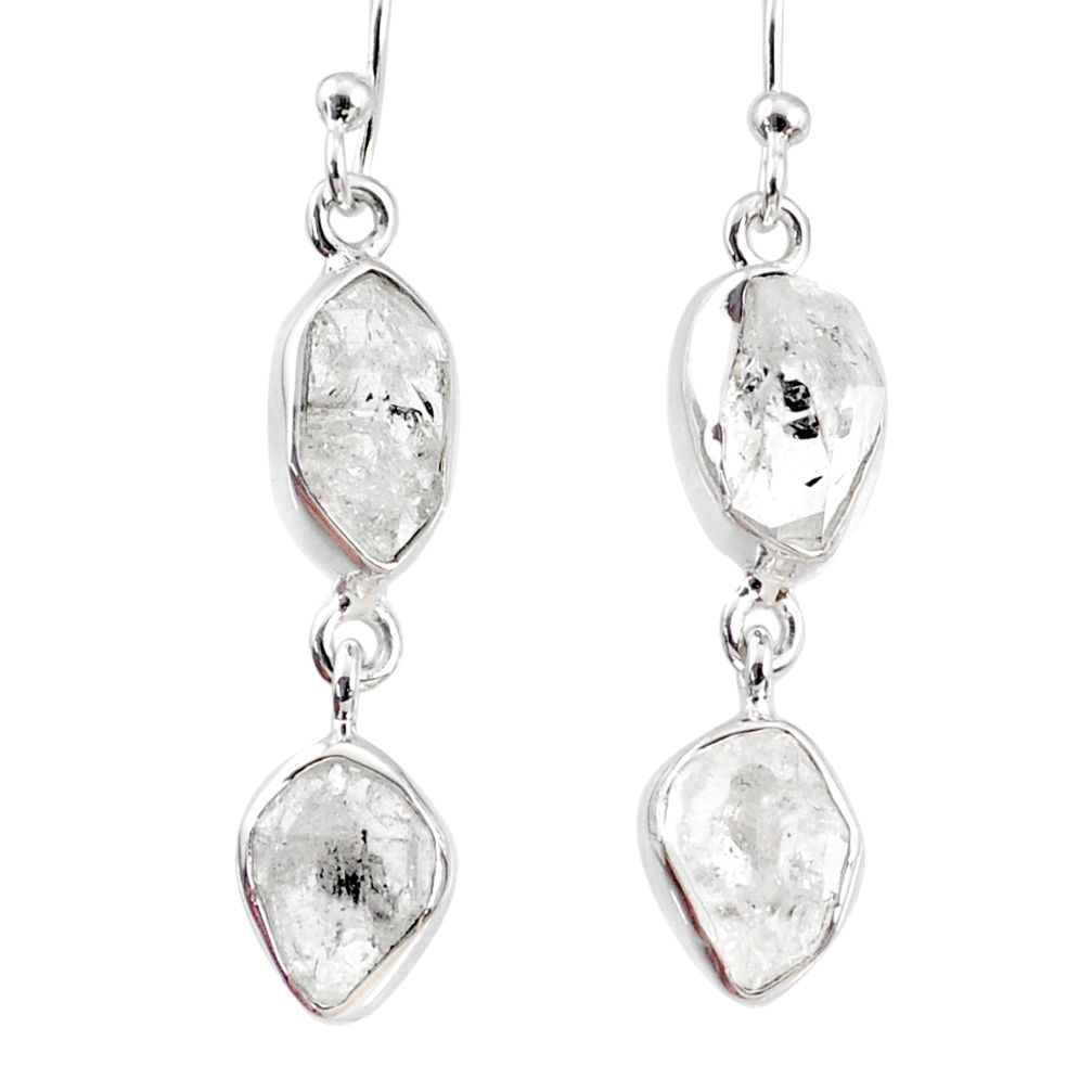 11.20cts natural white herkimer diamond 925 silver dangle earrings r69580