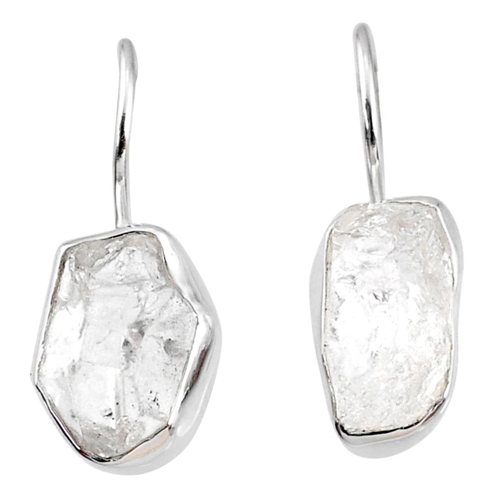 10.69cts natural white herkimer diamond 925 silver dangle earrings r69603