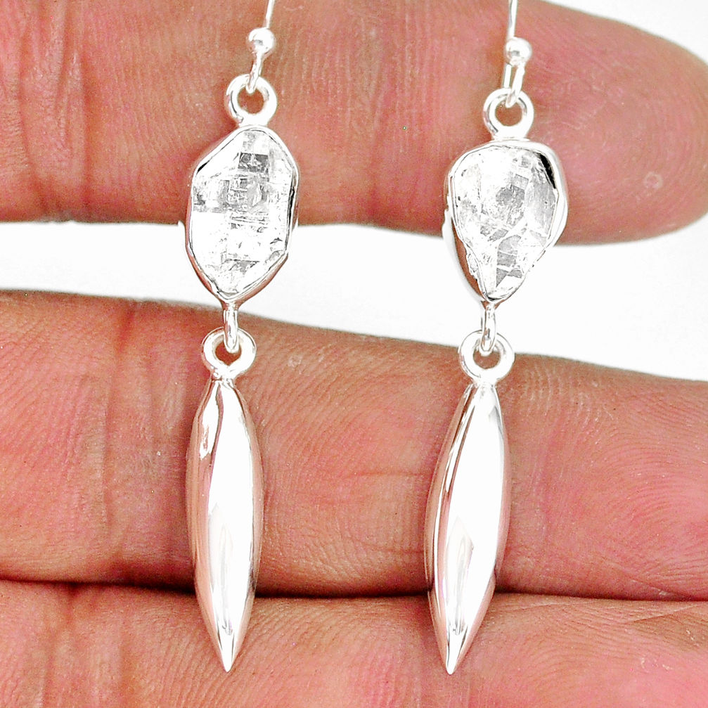 8.42cts natural white herkimer diamond 925 silver dangle earrings r89912