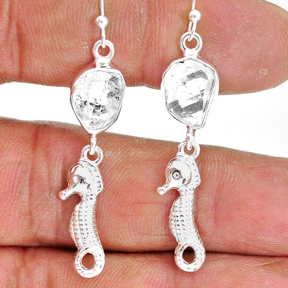10.33cts natural white herkimer diamond 925 silver dangle earrings r89914