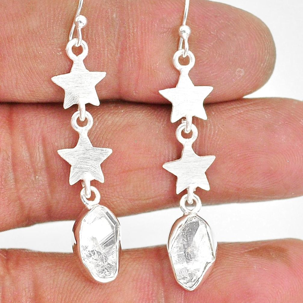 8.21cts natural white herkimer diamond 925 silver dangle earrings r89916