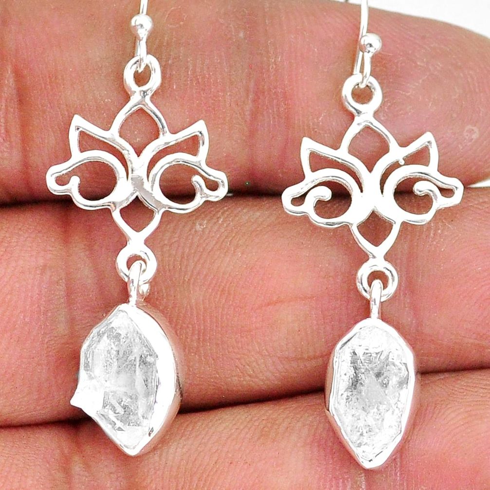 9.41cts natural white herkimer diamond 925 silver dangle earrings r89917