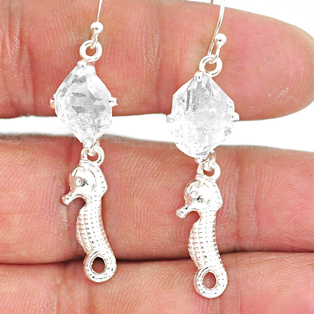 8.95cts natural white herkimer diamond 925 silver dangle earrings r90782