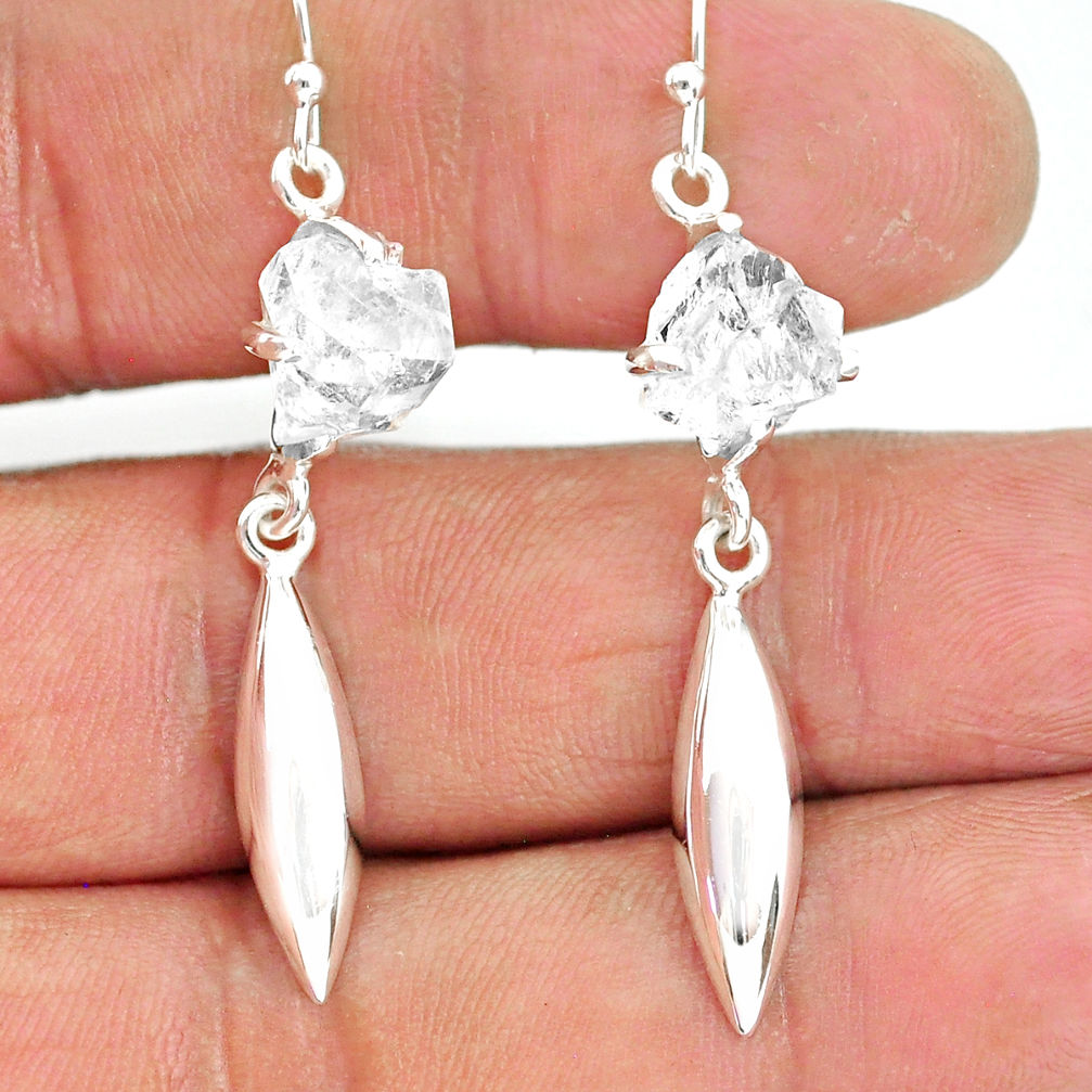 8.81cts natural white herkimer diamond 925 silver dangle earrings r90785