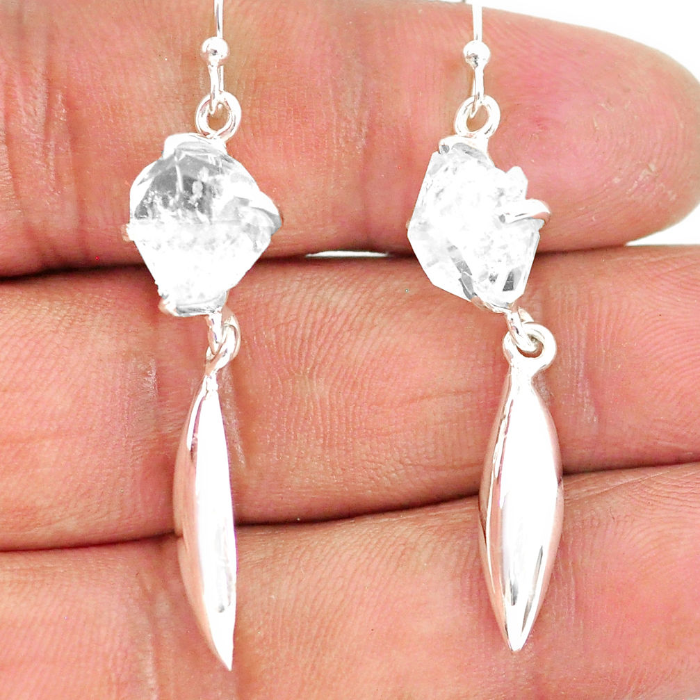 7.08cts natural white herkimer diamond 925 silver dangle earrings r90786