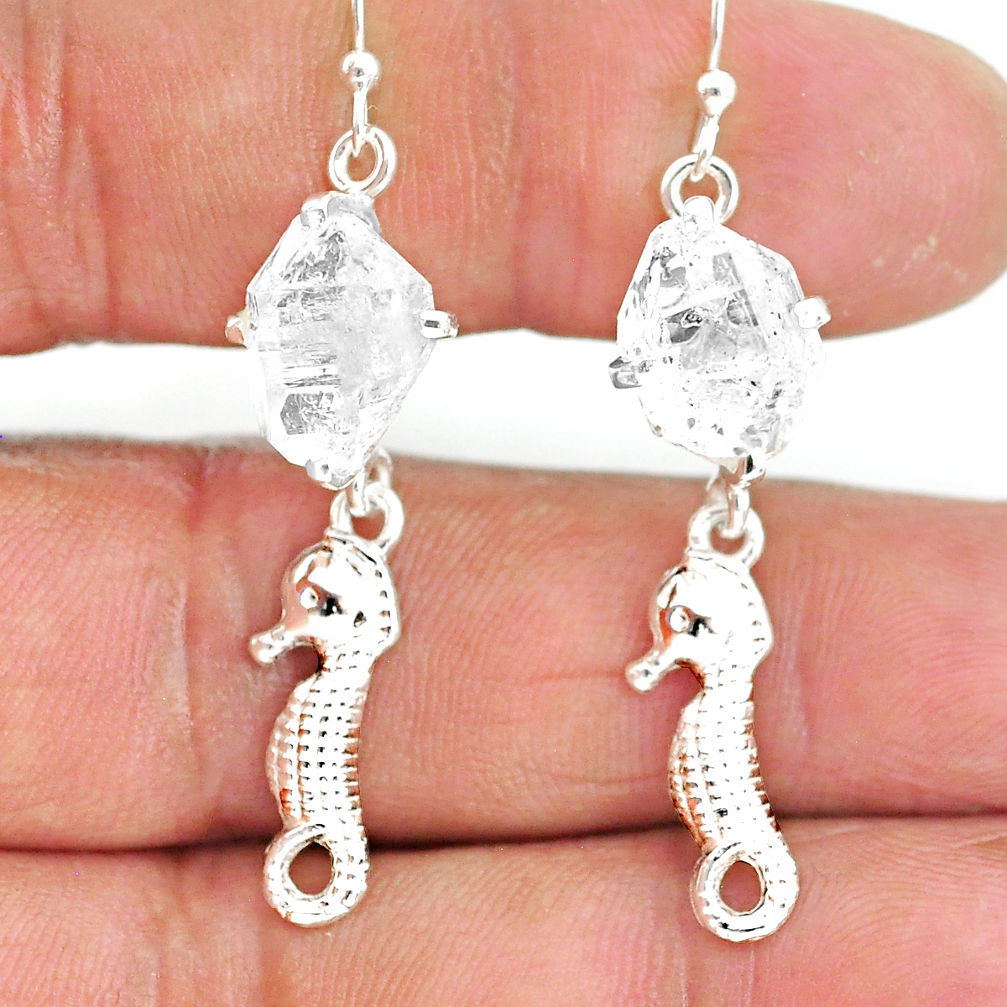 9.41cts natural white herkimer diamond 925 silver dangle earrings r90789