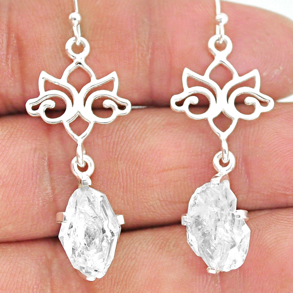 8.92cts natural white herkimer diamond 925 silver dangle earrings r90795