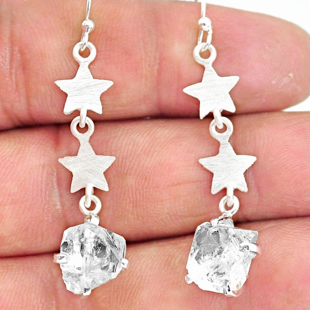8.03cts natural white herkimer diamond 925 silver dangle earrings r90798