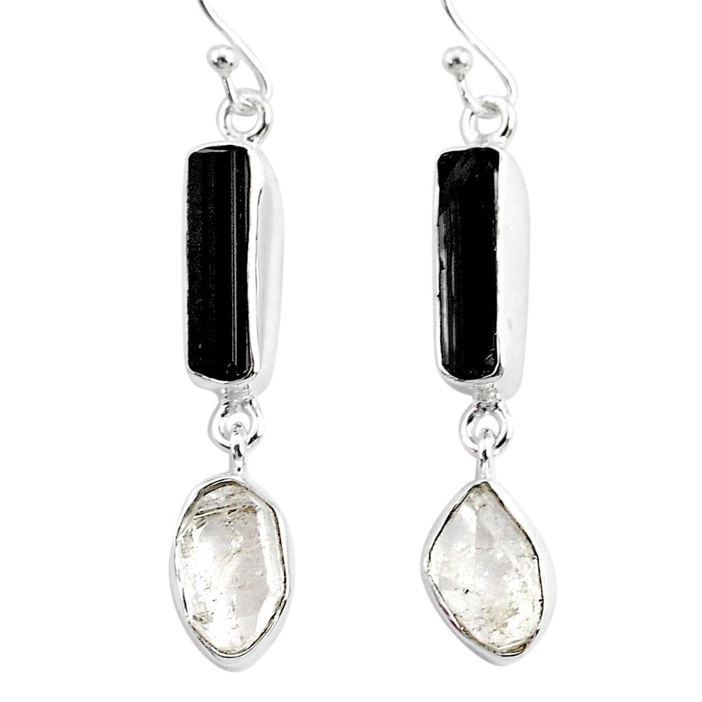 13.55cts natural white herkimer diamond 925 silver dangle earrings r93745