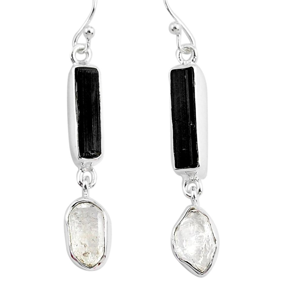 13.50cts natural white herkimer diamond 925 silver dangle earrings r93746