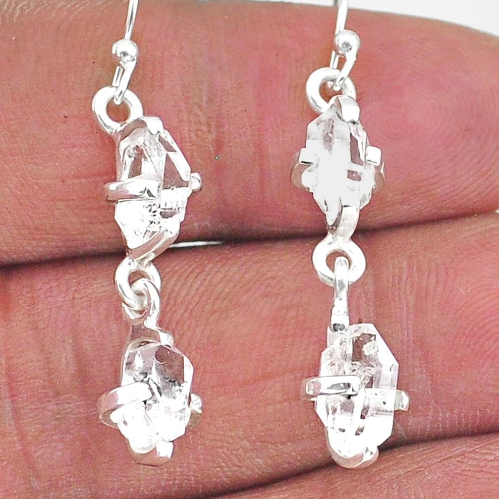 8.42cts natural white herkimer diamond 925 silver dangle earrings t14442