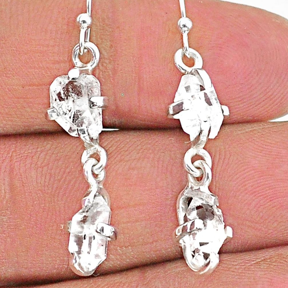 8.03cts natural white herkimer diamond 925 silver dangle earrings t14446