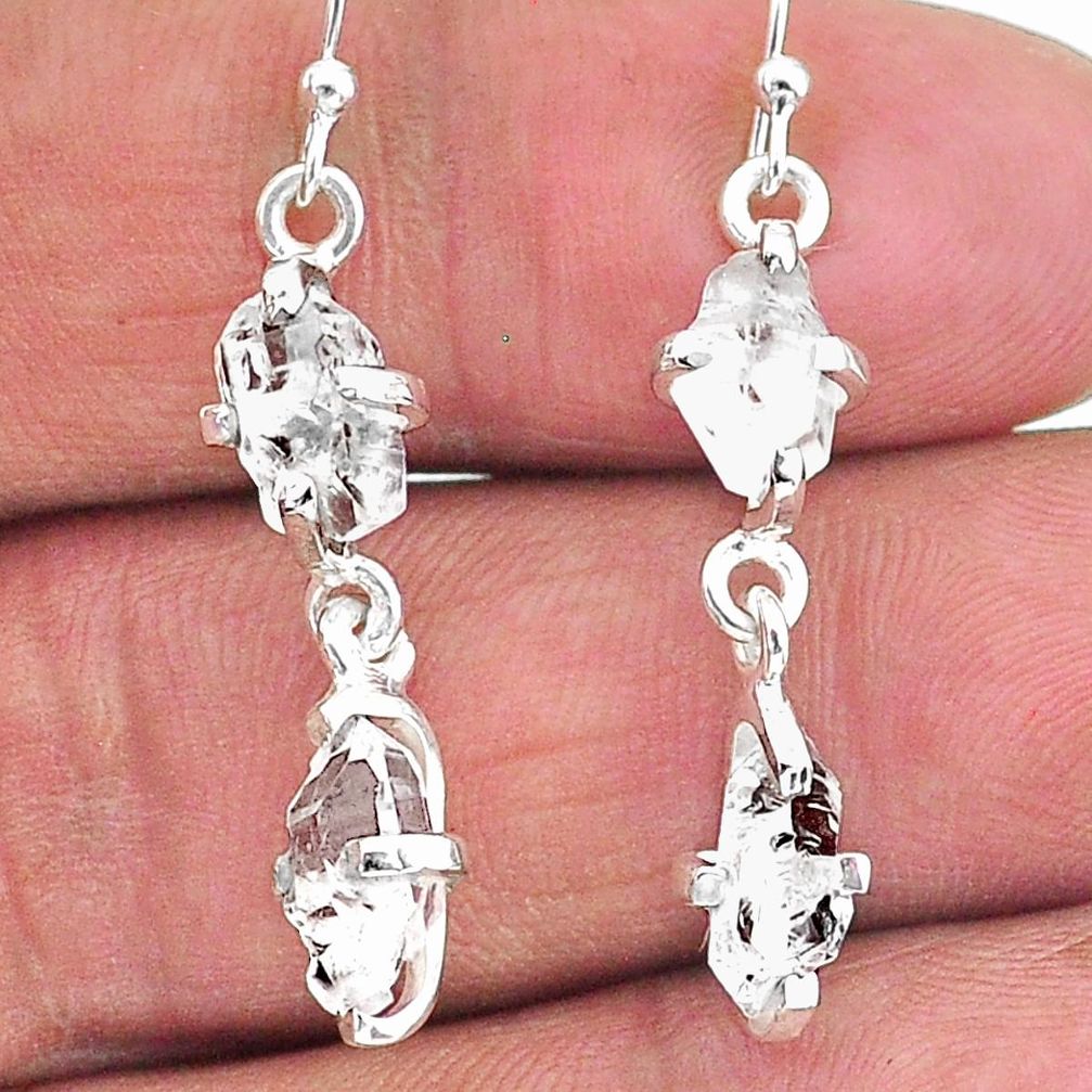 7.88cts natural white herkimer diamond 925 silver dangle earrings t14449