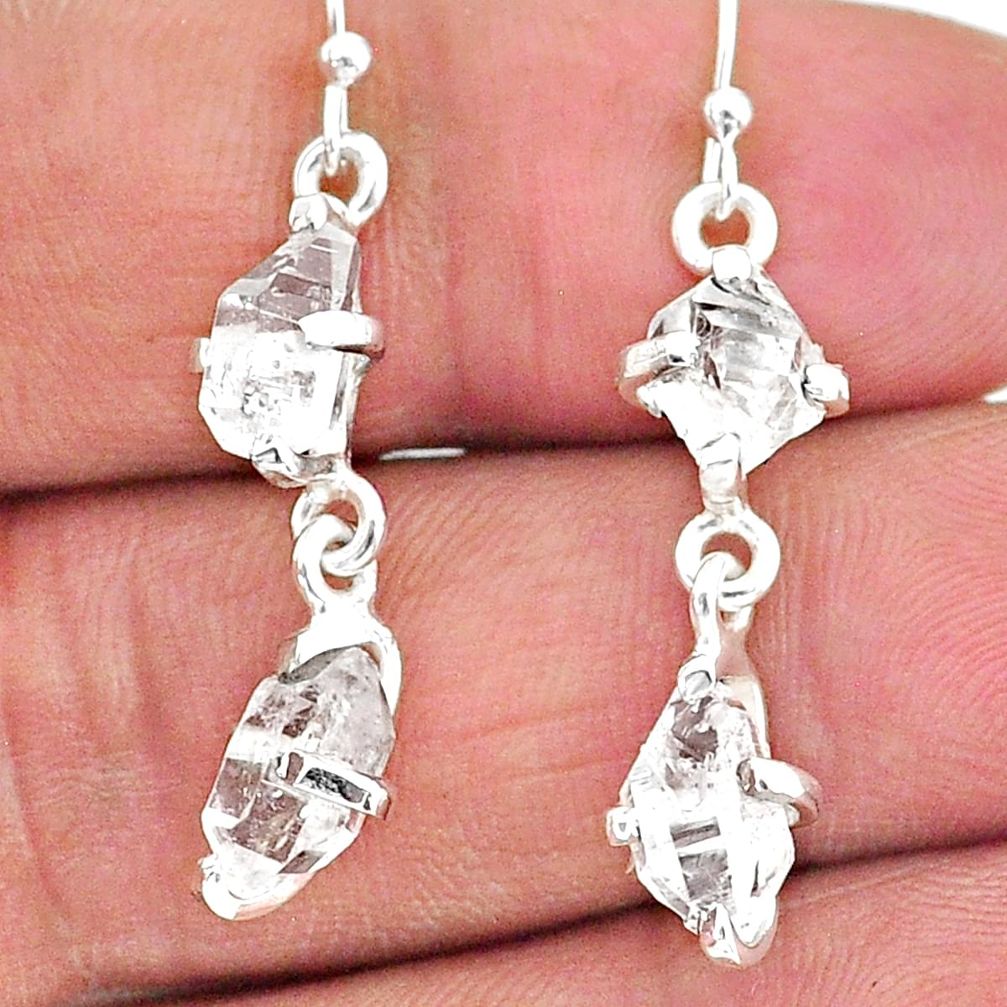 7.77cts natural white herkimer diamond 925 silver dangle earrings t14452