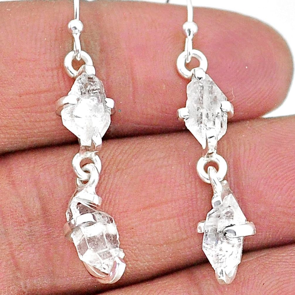 7.96cts natural white herkimer diamond 925 silver dangle earrings t14461