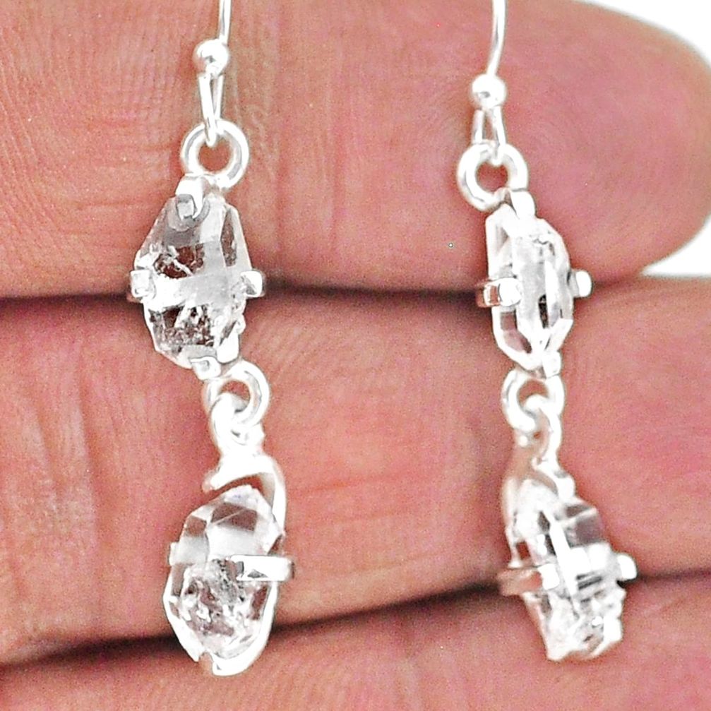 7.88cts natural white herkimer diamond 925 silver dangle earrings t14469