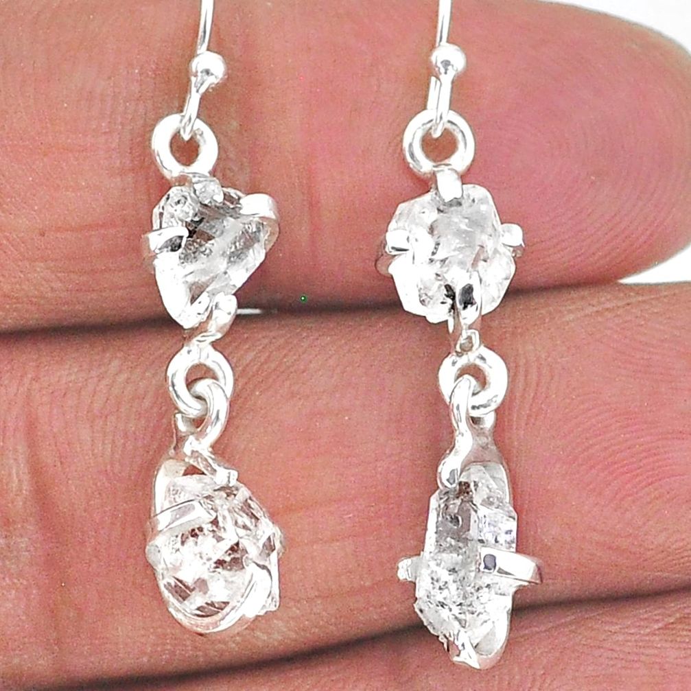 8.48cts natural white herkimer diamond 925 silver dangle earrings t14472