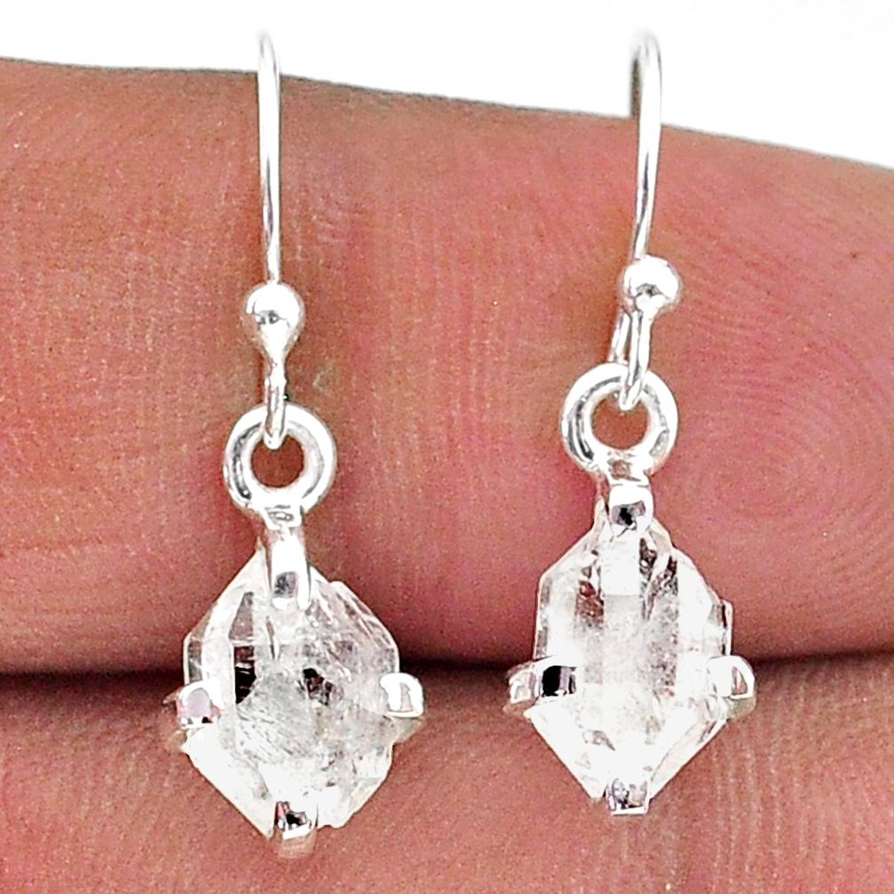 4.65cts natural white herkimer diamond 925 silver dangle earrings t15345