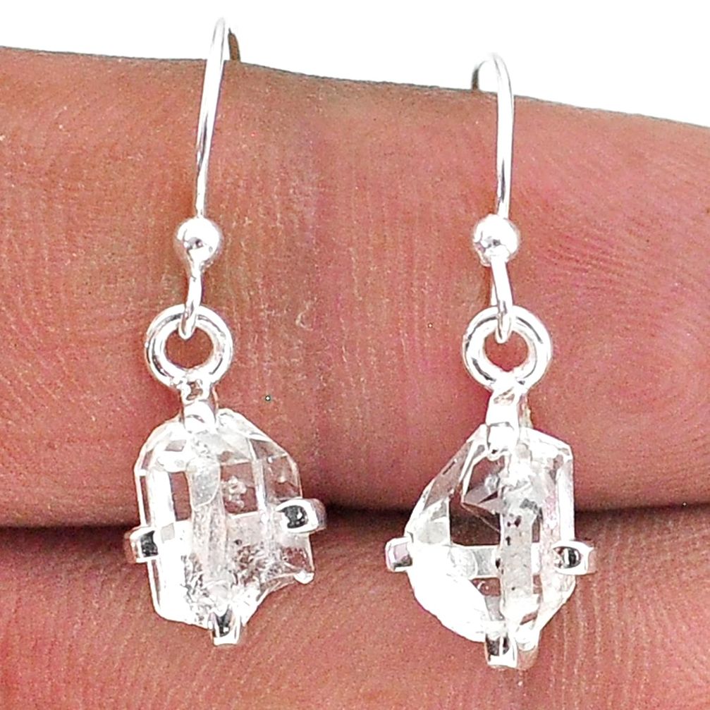 4.59cts natural white herkimer diamond 925 silver dangle earrings t15347