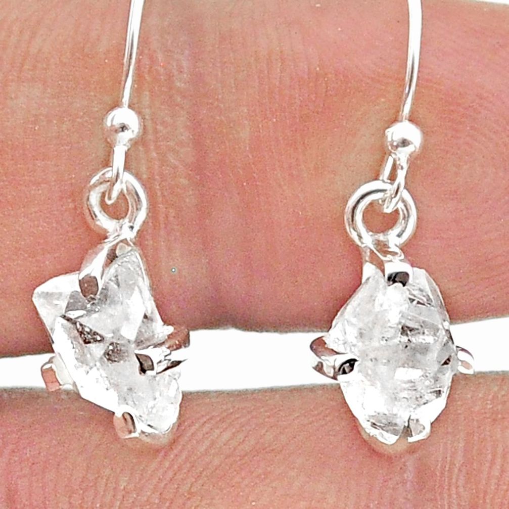 4.86cts natural white herkimer diamond 925 silver dangle earrings t50785