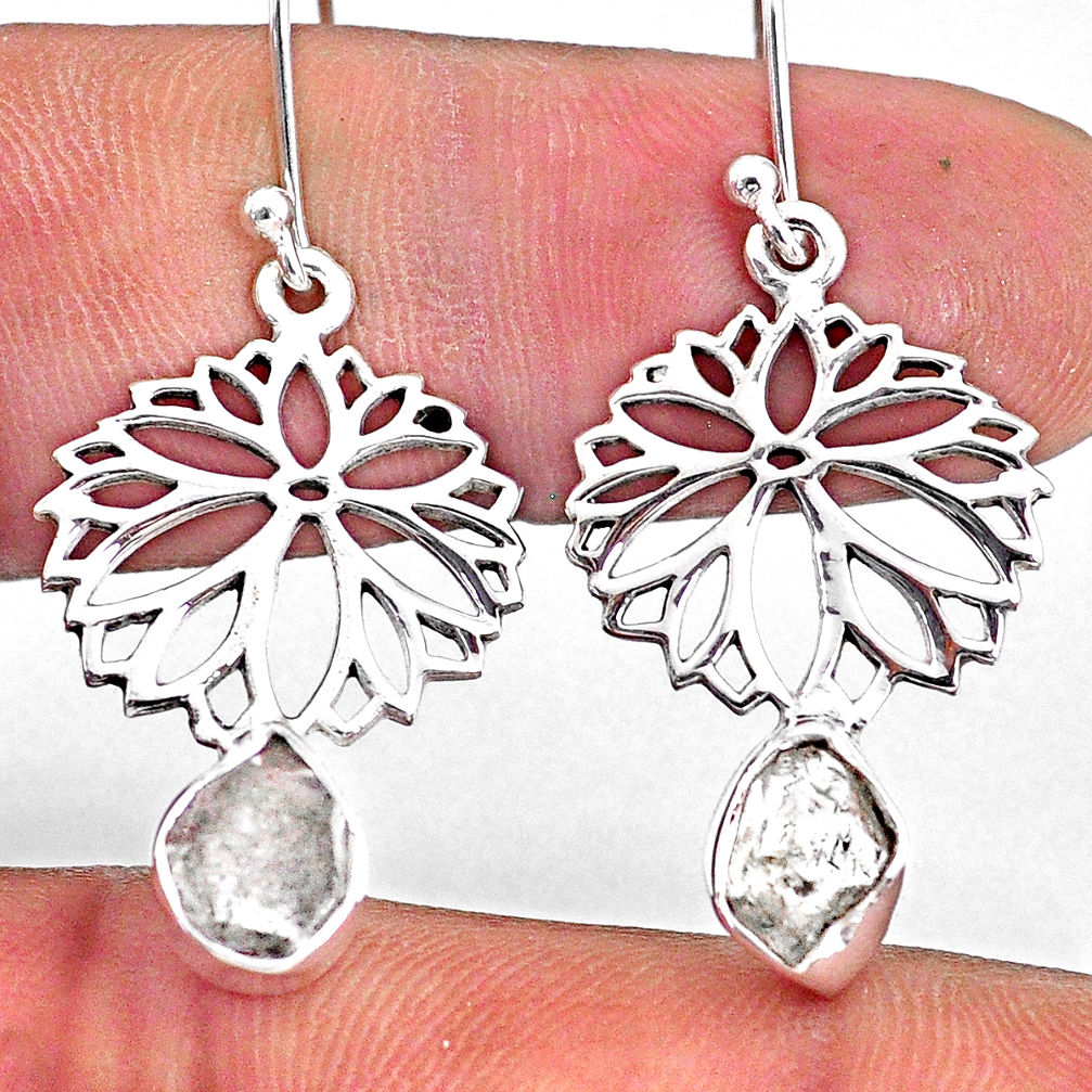 8.06cts natural white herkimer diamond 925 silver dangle flower earrings r61536
