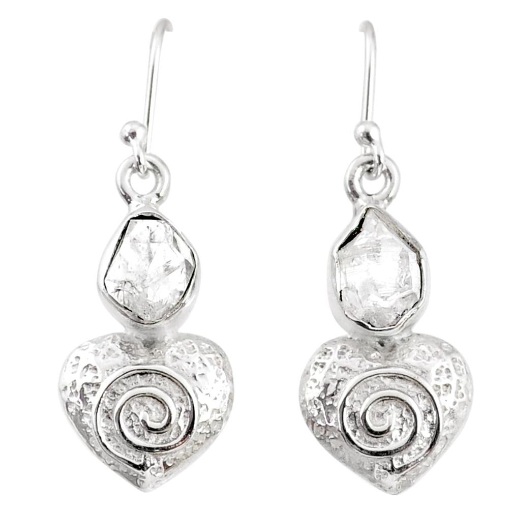 8.55cts natural white herkimer diamond 925 silver dangle heart earrings r69502