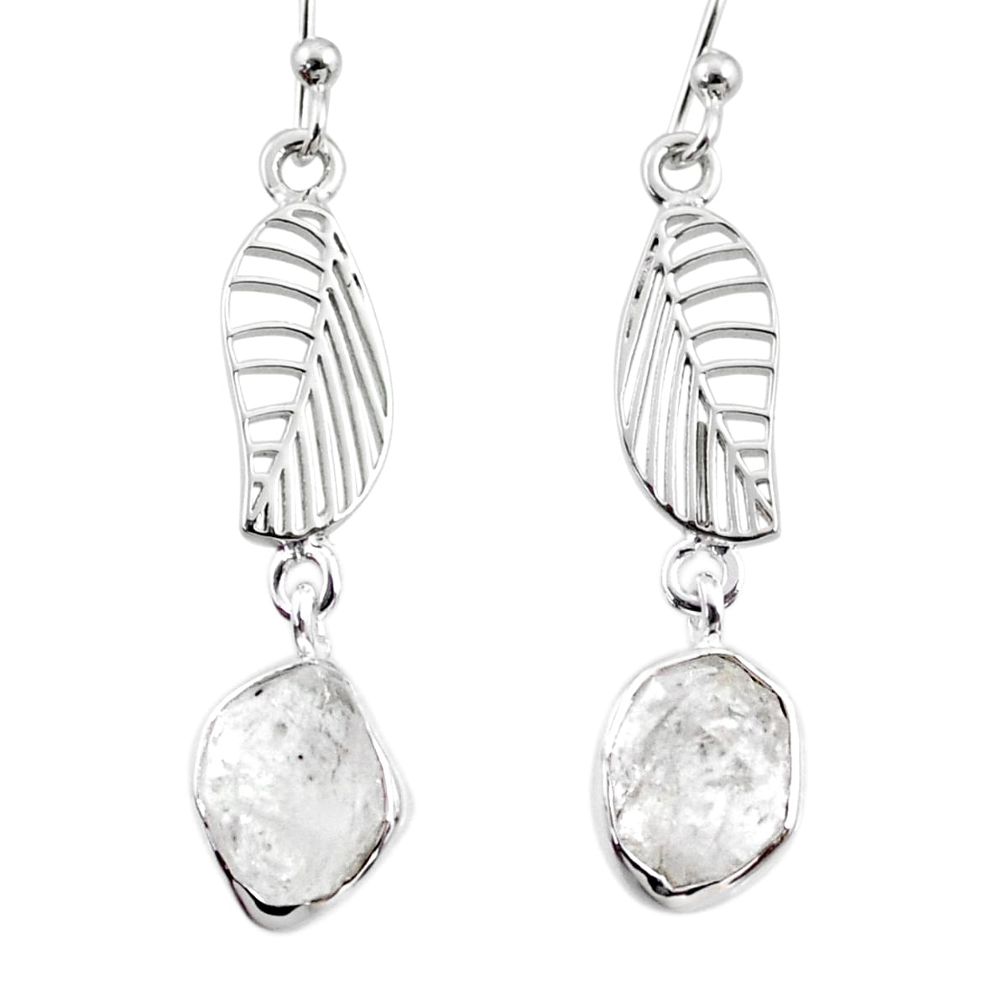 10.47cts natural white herkimer diamond 925 silver deltoid leaf earrings r65761