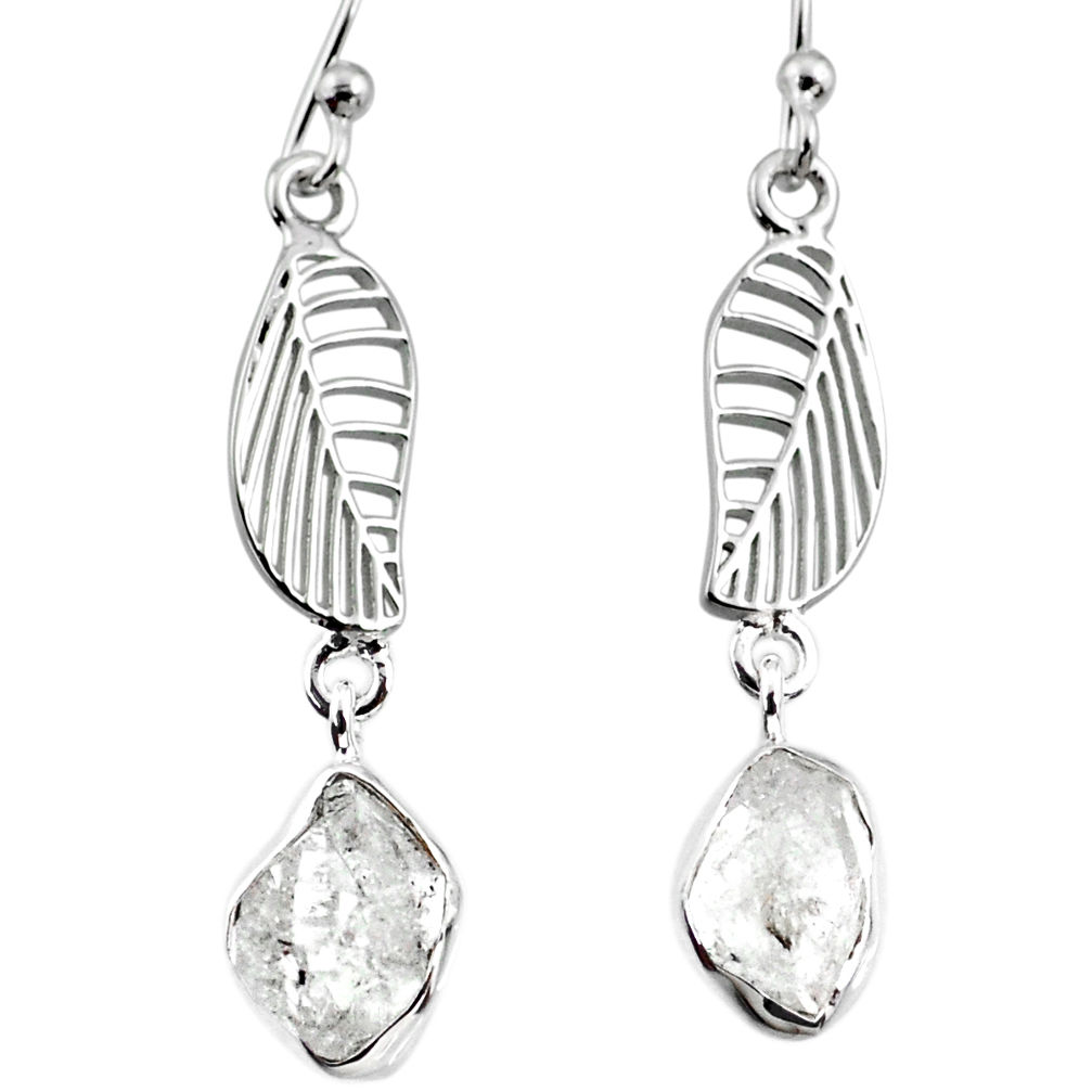 10.69cts natural white herkimer diamond 925 silver deltoid leaf earrings r65763