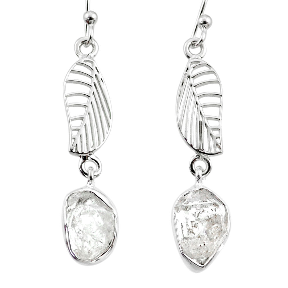 9.70cts natural white herkimer diamond 925 silver deltoid leaf earrings r65771