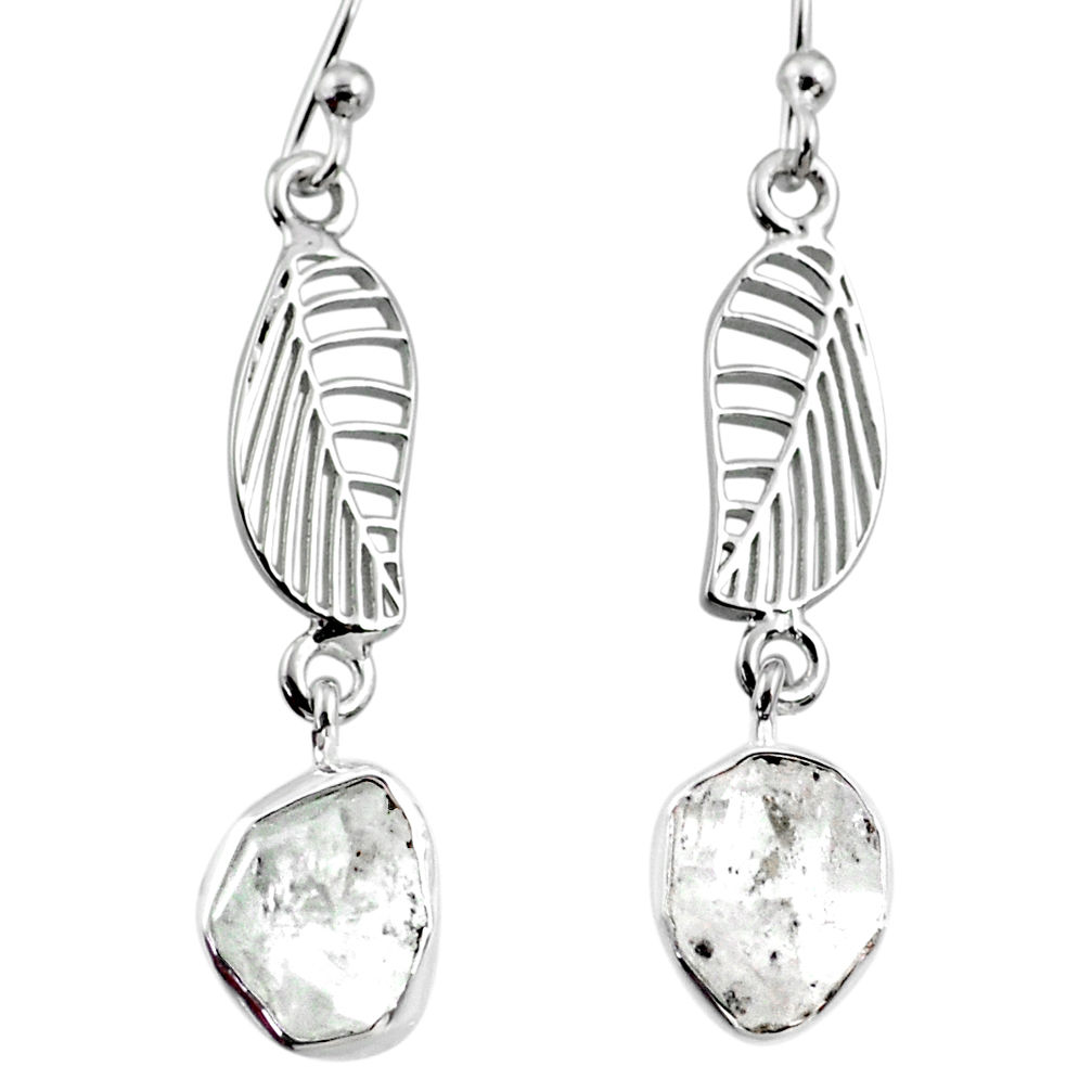 11.09cts natural white herkimer diamond 925 silver deltoid leaf earrings r65776