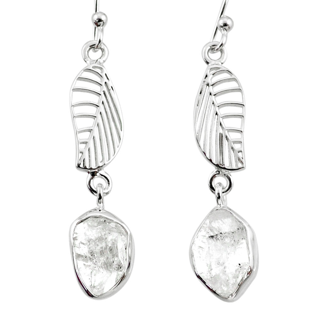 10.63cts natural white herkimer diamond 925 silver deltoid leaf earrings r65778