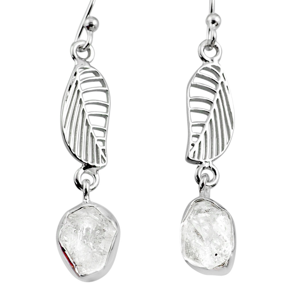 9.86cts natural white herkimer diamond 925 silver deltoid leaf earrings r65780