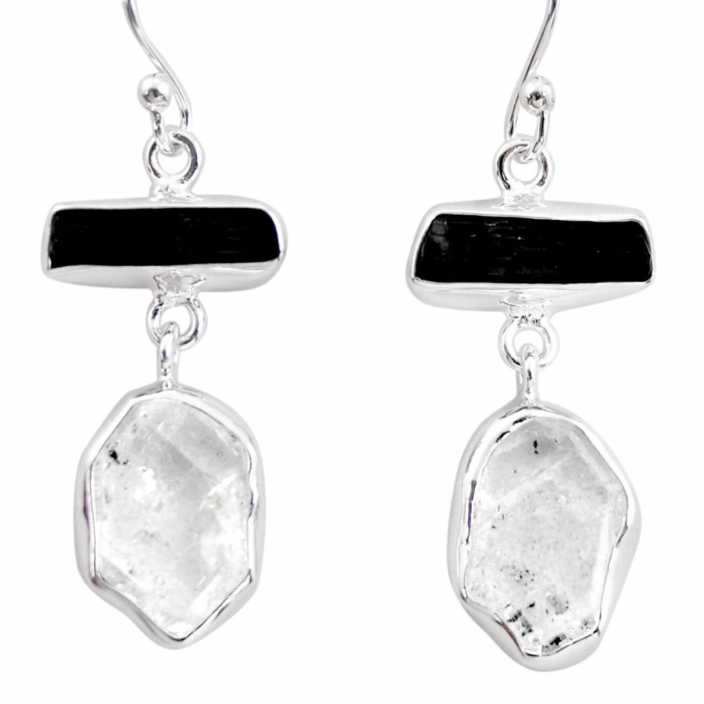 17.22cts natural white herkimer diamond 925 silver earrings jewelry r38370