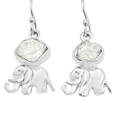 7.22cts natural white herkimer diamond 925 silver elephant earrings u84655
