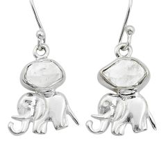 7.26cts natural white herkimer diamond 925 silver elephant earrings u84676