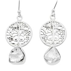7.72cts natural white herkimer diamond 925 silver tree of life earrings u60995