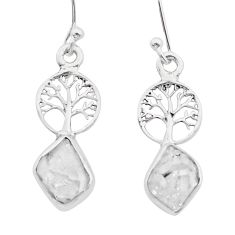 5.73cts natural white herkimer diamond 925 silver tree of life earrings u60999