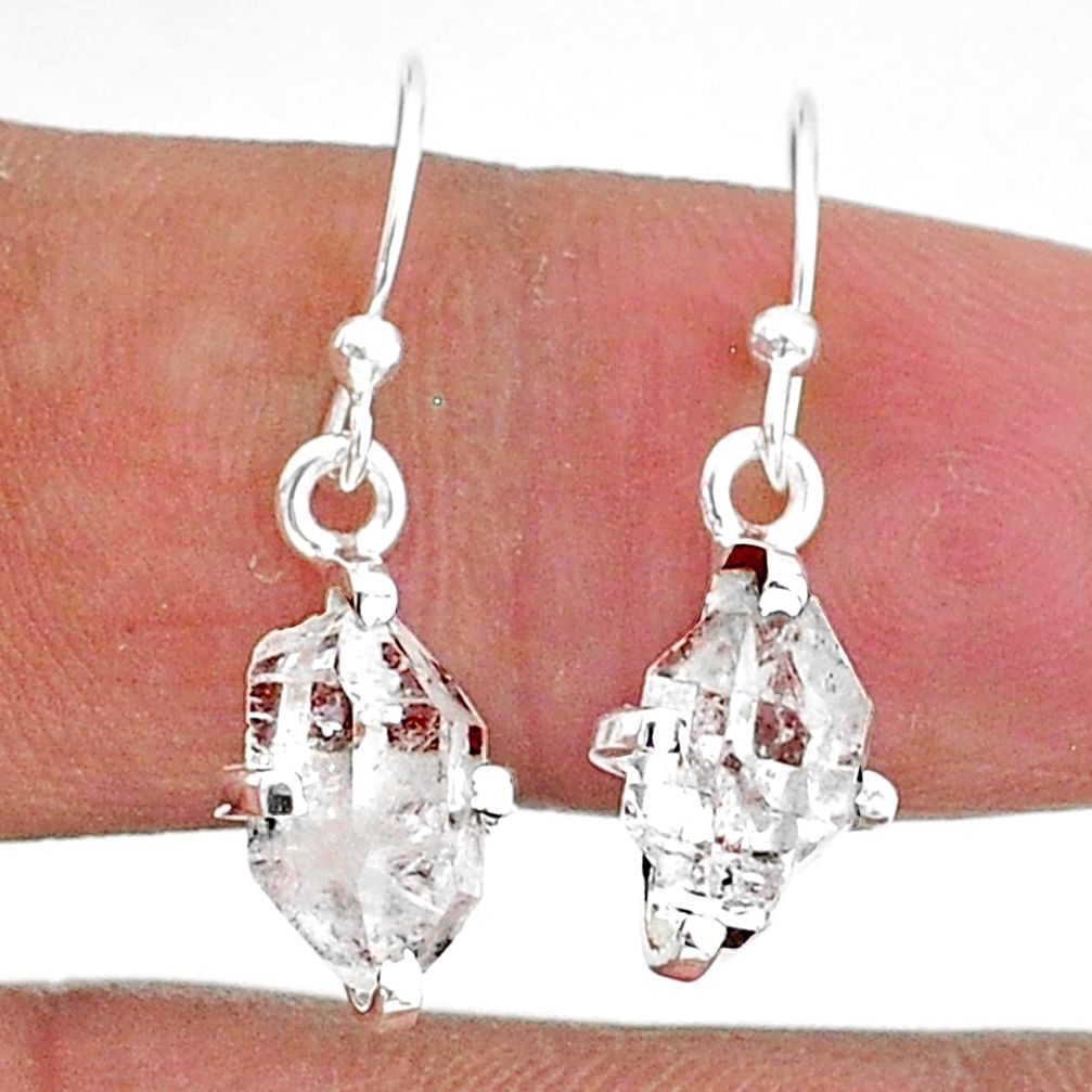 5.24cts natural white herkimer diamond 925 sterling silver dangle earrings t6805