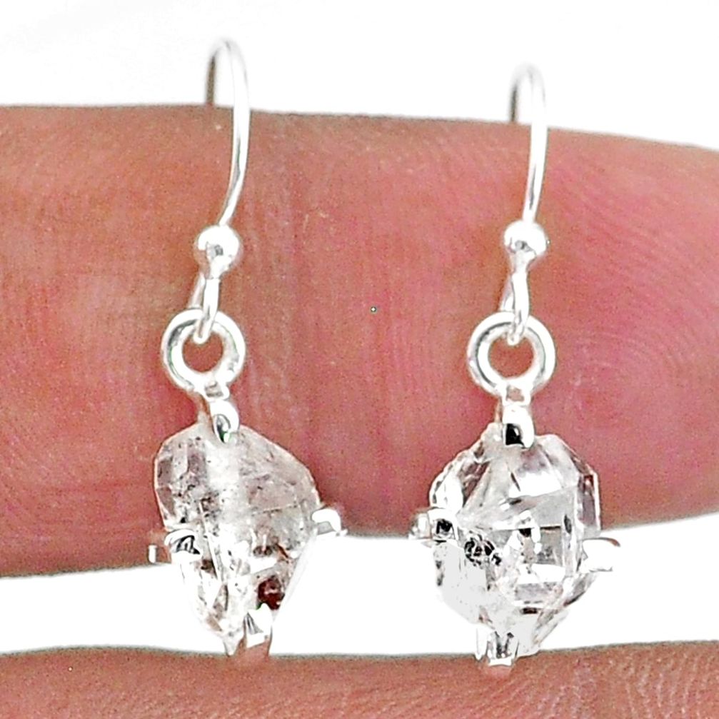 5.77cts natural white herkimer diamond 925 sterling silver dangle earrings t6806