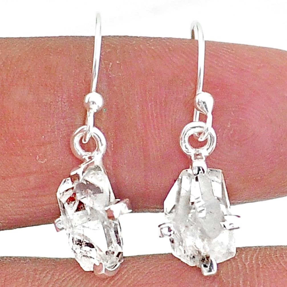 5.71cts natural white herkimer diamond 925 sterling silver dangle earrings t6815