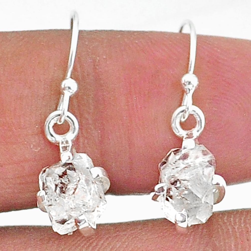 5.85cts natural white herkimer diamond 925 sterling silver dangle earrings t6816